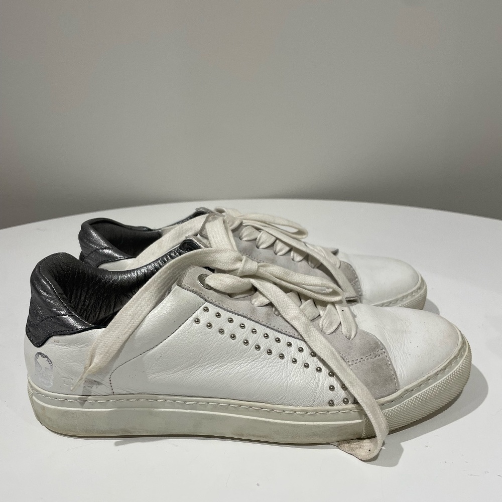 Zadig & Voltaire White and Black Leather Sneakers